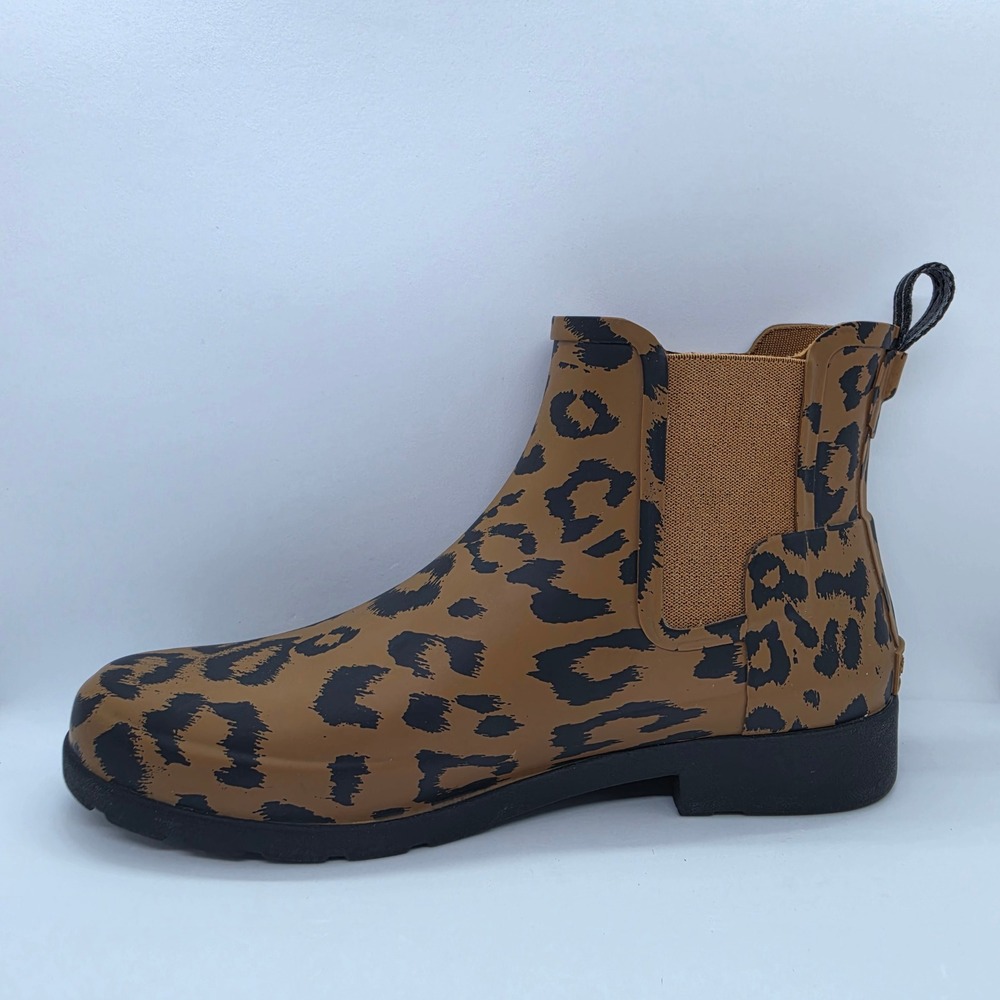 Hunter Original Leopard Print Chelsea Boots Brown Black WFS2026RMA Womens 9 - Picture 9 of 12